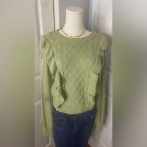 And Now This Dusty Sage  Cable Knit Sweater